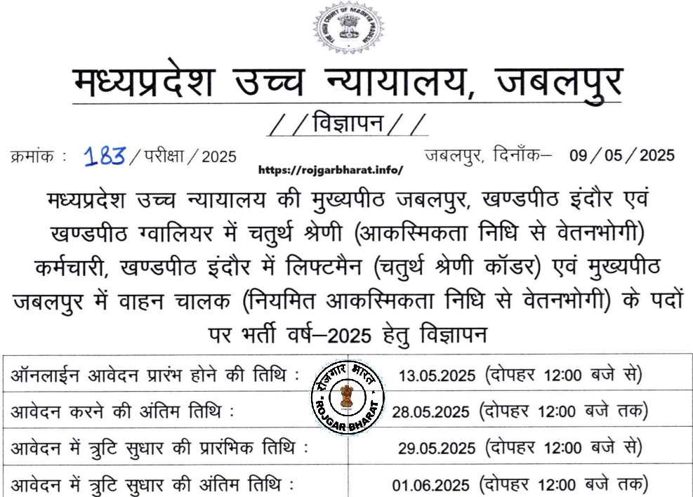 MP High Court IV Class Recruitment 2025